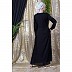 Designer embroidery abaya with cuff sleeves- black-silver